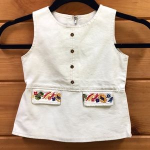 Vintage Moppets Doll Embroidered Leather Dress white Buttons